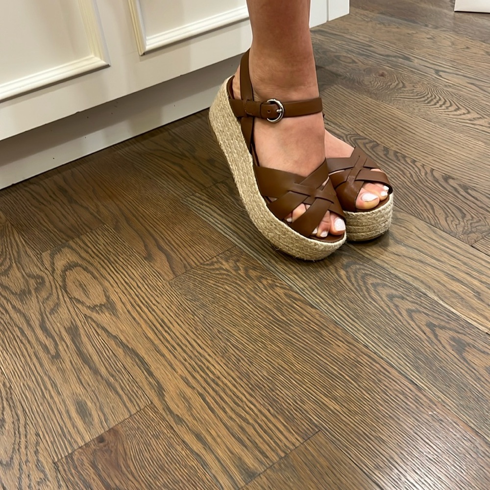 Prada sandals.  Size 36.5. Dark brown. Espadrille style. Runs large.